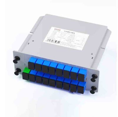 Single Mode PLC Splitter with 1×4 1×8 1×16 1×32 Split Ratios and SC UPC Connector in Metal Card Shell