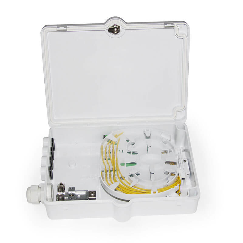 FTTH 8 Cores Fiber Optic Distribution Box with Optional Adapters and Pigtails for Wall or Pole Mounting