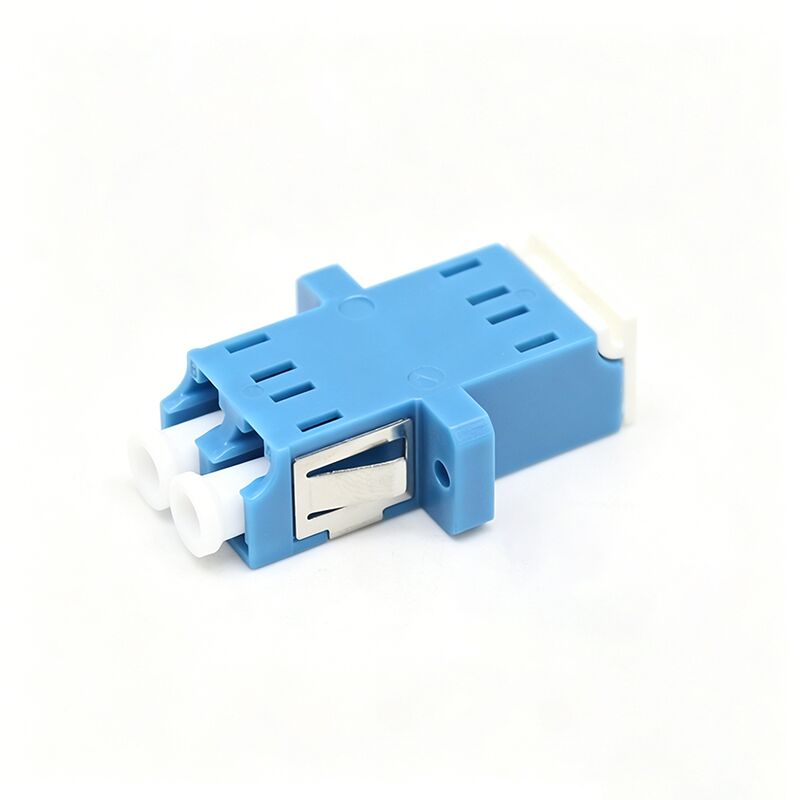 LC UPC Duplex Optical Fiber Adapter with Inner Shutter and Flange