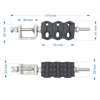 6 Kabel Kapazität angepasst Ein Loch Drei-Wege-Stromkabel-Feeder-Klammer Glasfaser für 1 Zeit