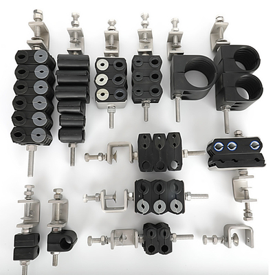Schwarze Oberfläche 304 Edelstahl Doppelloch-Faserkabelhänger RF 1/2&quot; Zuführklemme