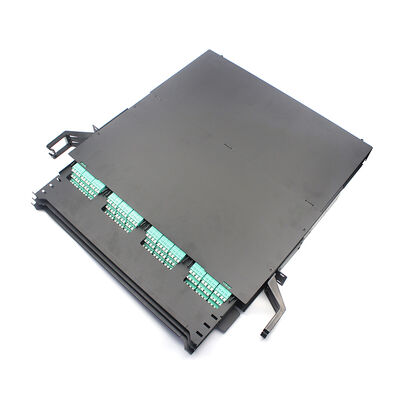 19-Zoll-1U-2U-4U-144F-MPO-LC-Glasfaser-Patchpanel mit Kassette – ABS-MPO-Modul mit extrem hoher Dichte, Doppelschienendesign